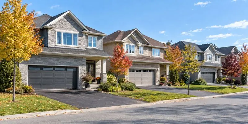 Homes with garage doors in Riverside South, Ottawa