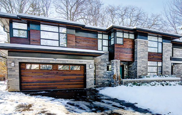 Richards-Wilcox Rockwood Contemporary cedar-overlay garage door